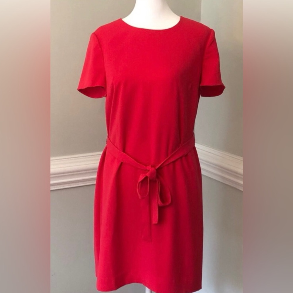 J. Crew Red Wrap Dress Crew Neck Short Sleeve